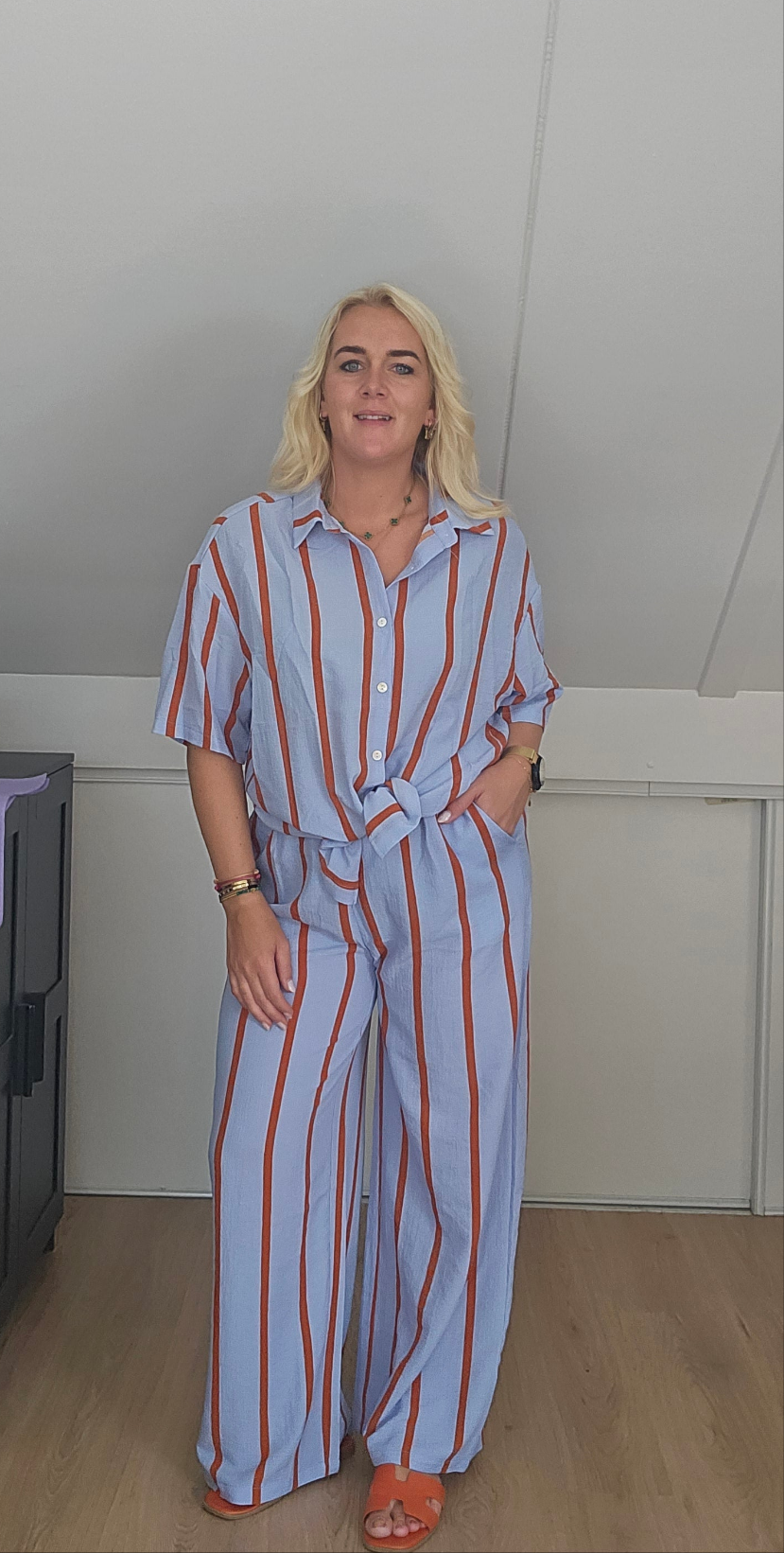 Streep set - blauw/oranje