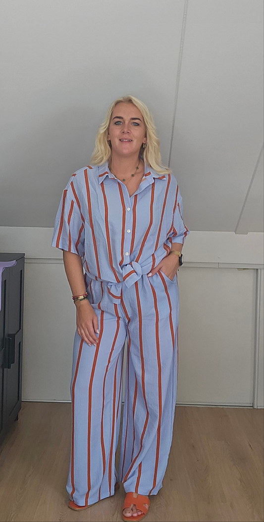 Streep set - blauw/oranje