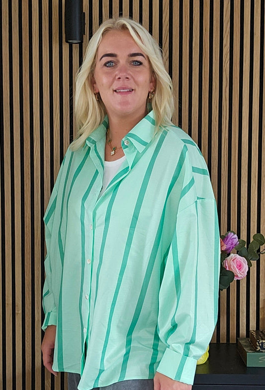 Streep blouse- Groen
