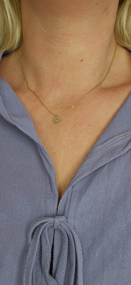 Ketting smiley - goud