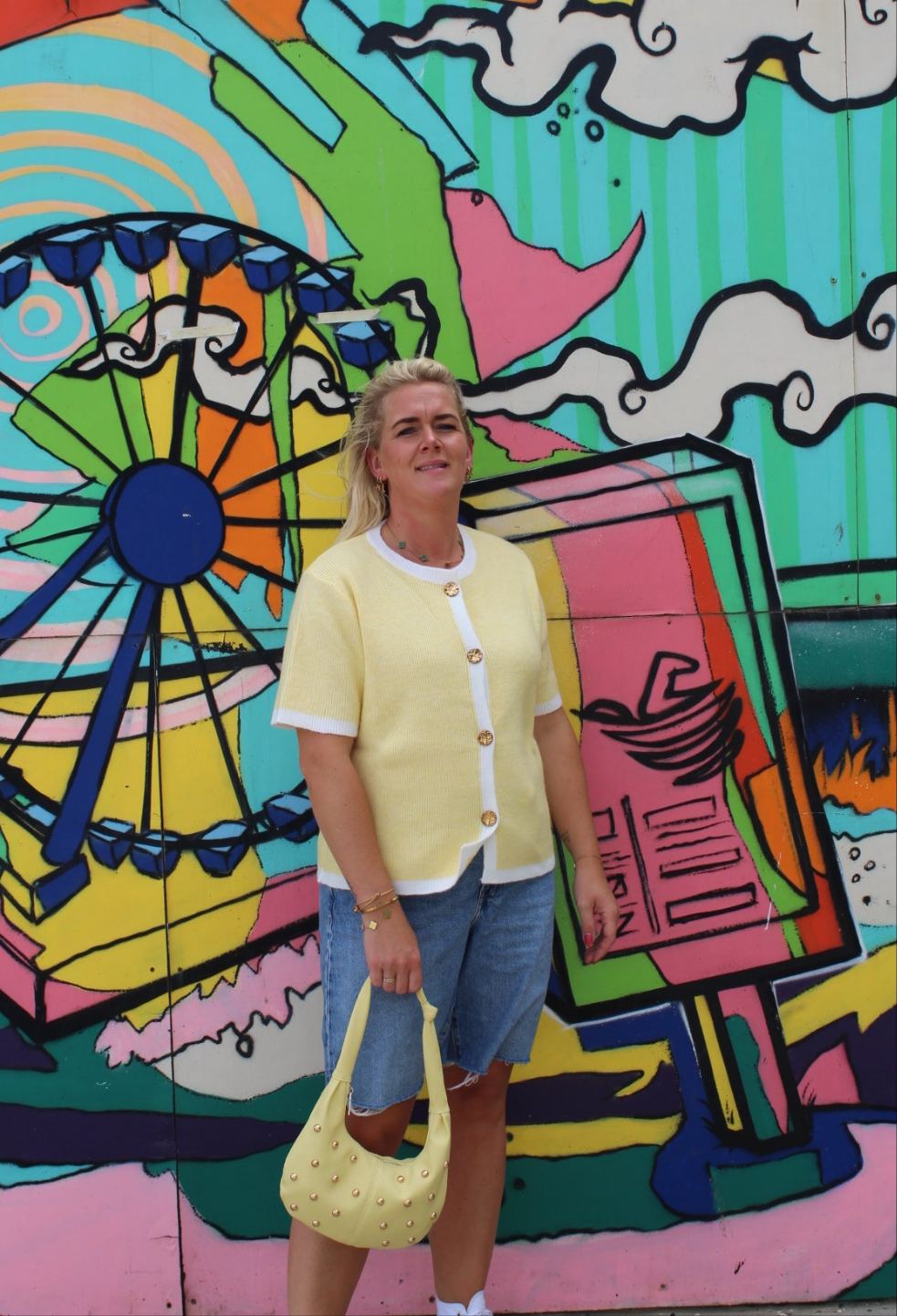 Love Cardigan- geel/wit