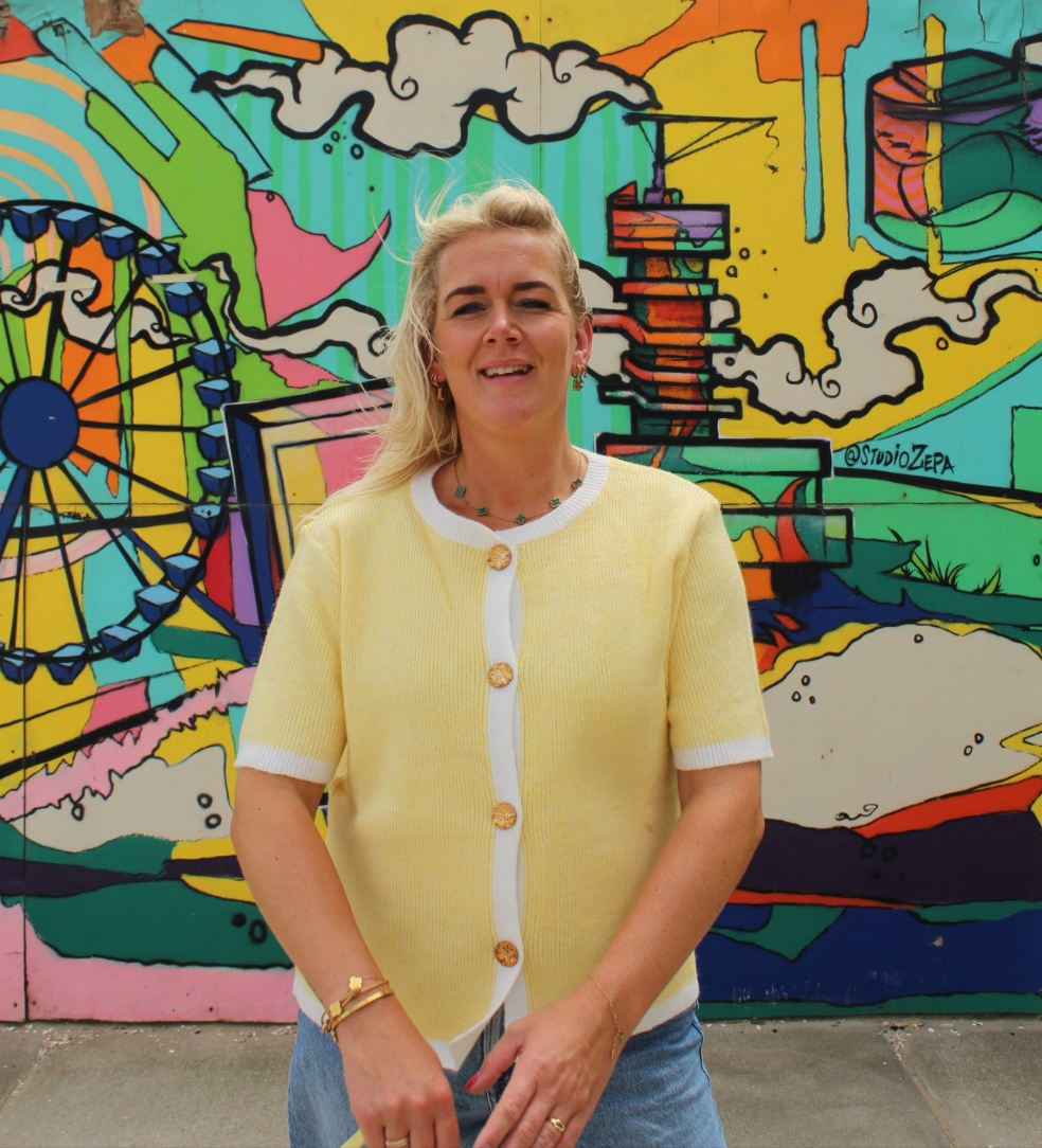 Love Cardigan- geel/wit