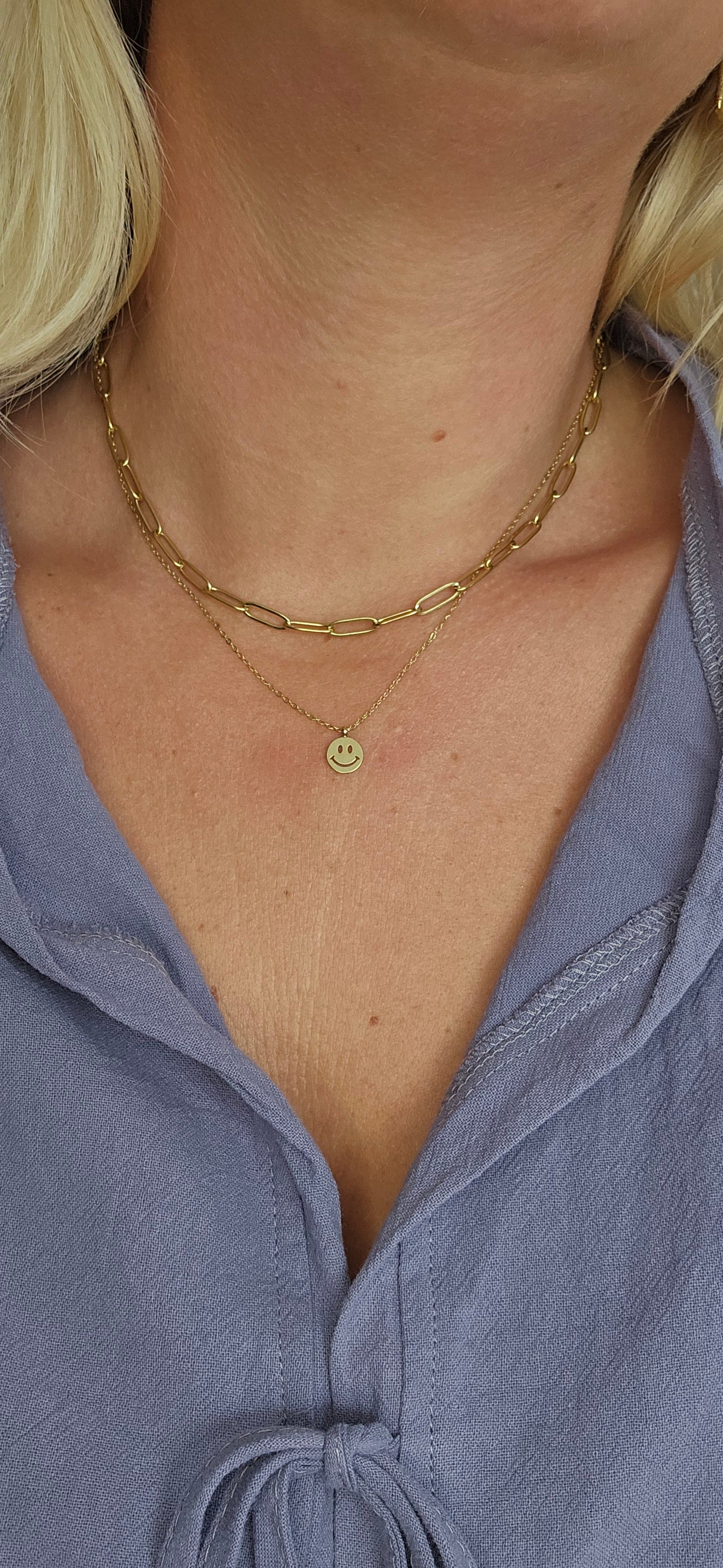 Ketting smiley - goud