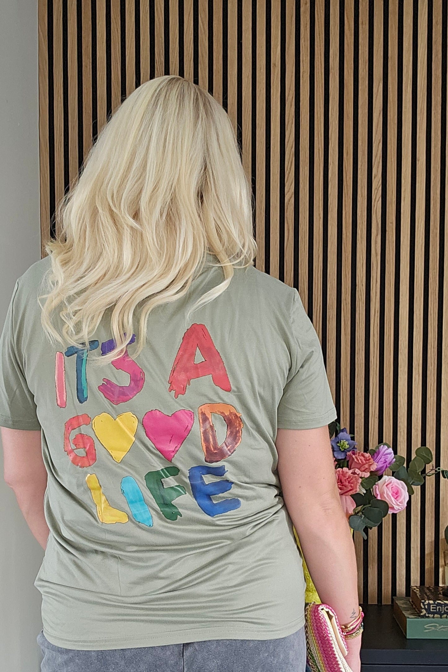 It's a good life T-shirt- groen