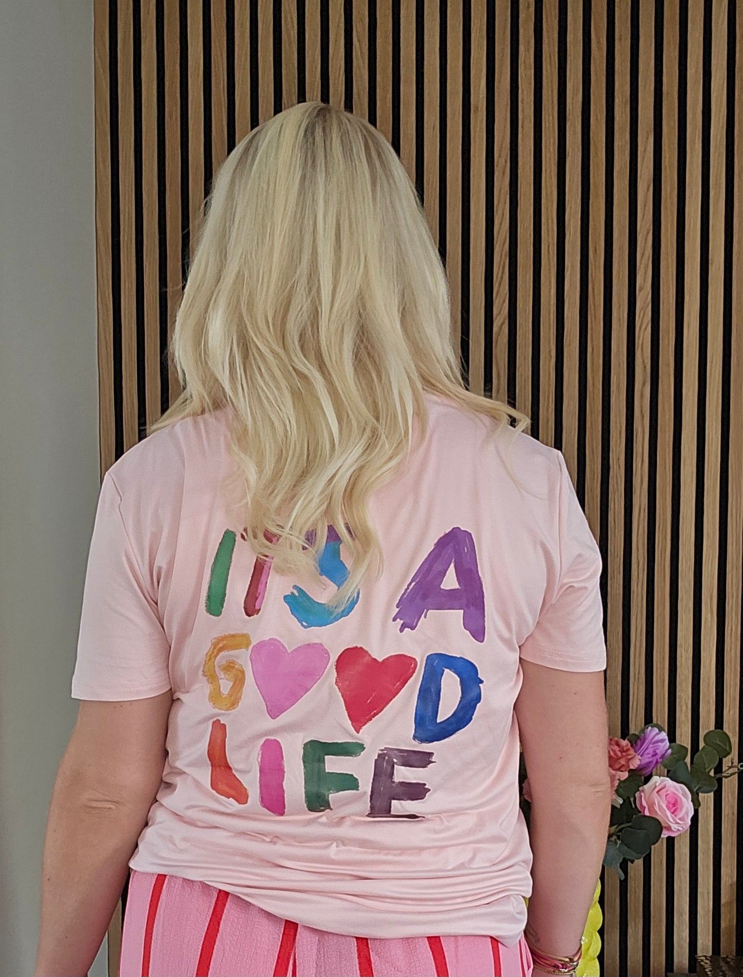 It's a good life T-shirt- roze